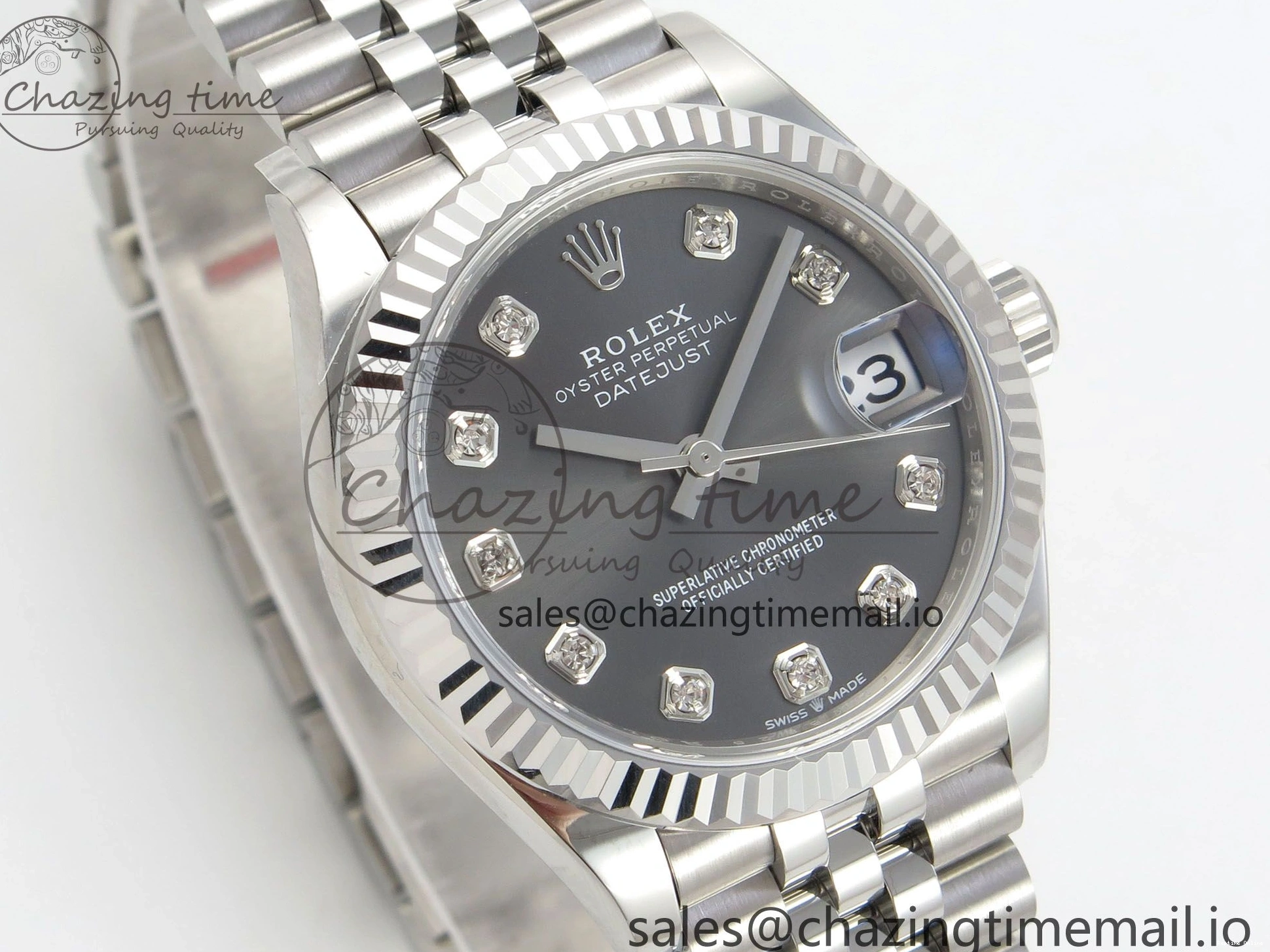 0228 Popular DateJust 31 278274 THBF 1:1 Best Edition 904L Steel Gray Diamond Dial on SS Jubilee Bracelet HZ Cal. 5
